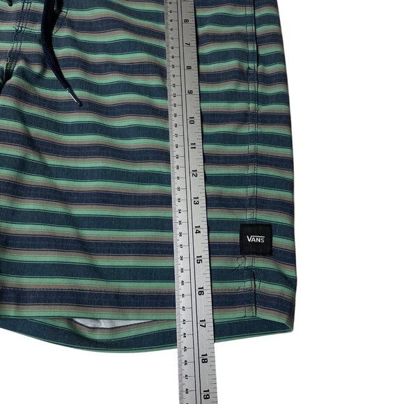 Vans Men's Boardshorts Size 30 Striped Teal & Navy Polyester‎ Blend Swim short - Picture 6 of 8